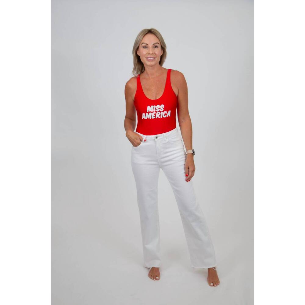NEW RAVESUITS miss america one piece swimsuit in red